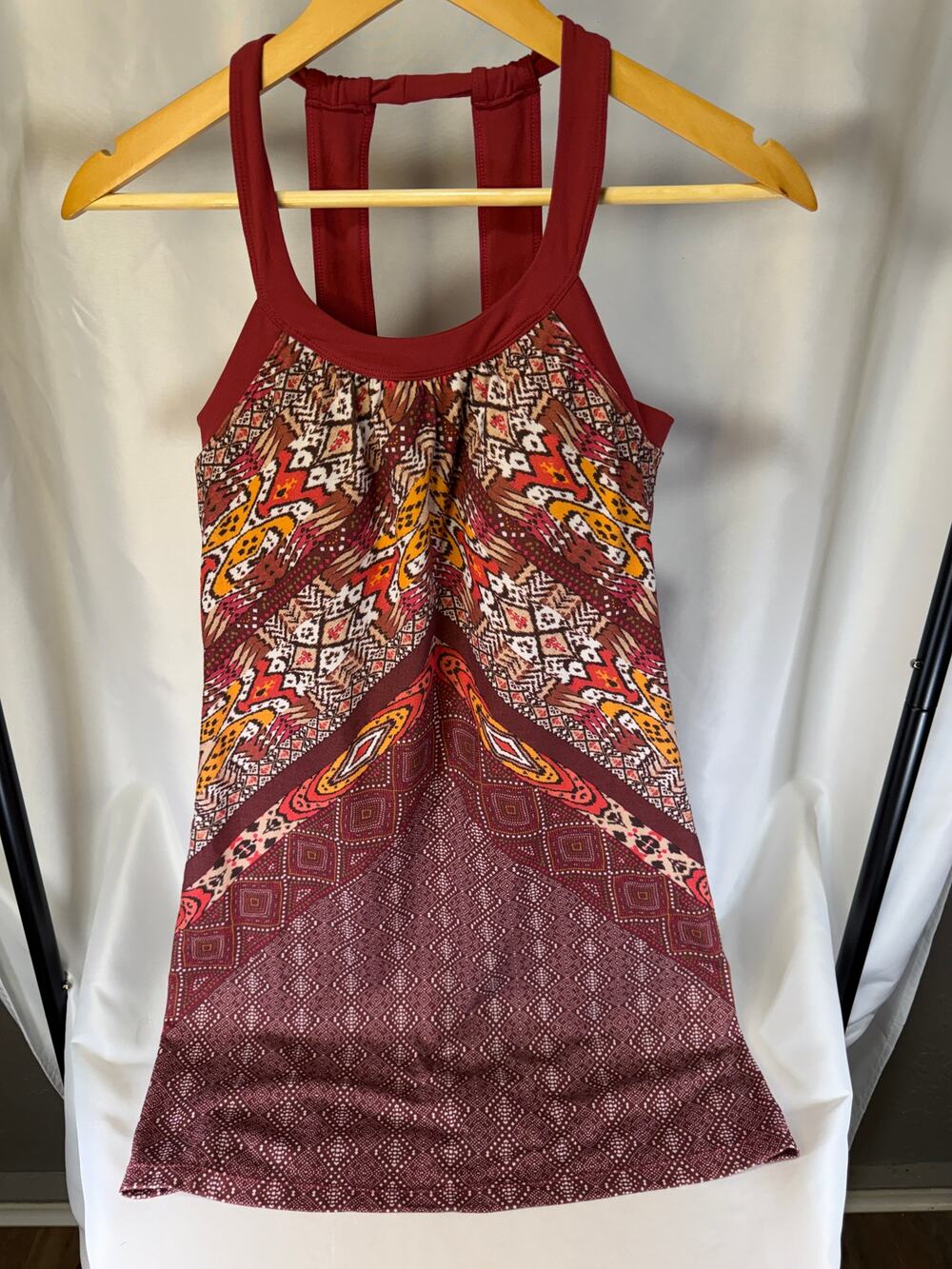 prAna Women’s XS Boho Print Racerback Athletic Yoga Dress Built In Bra